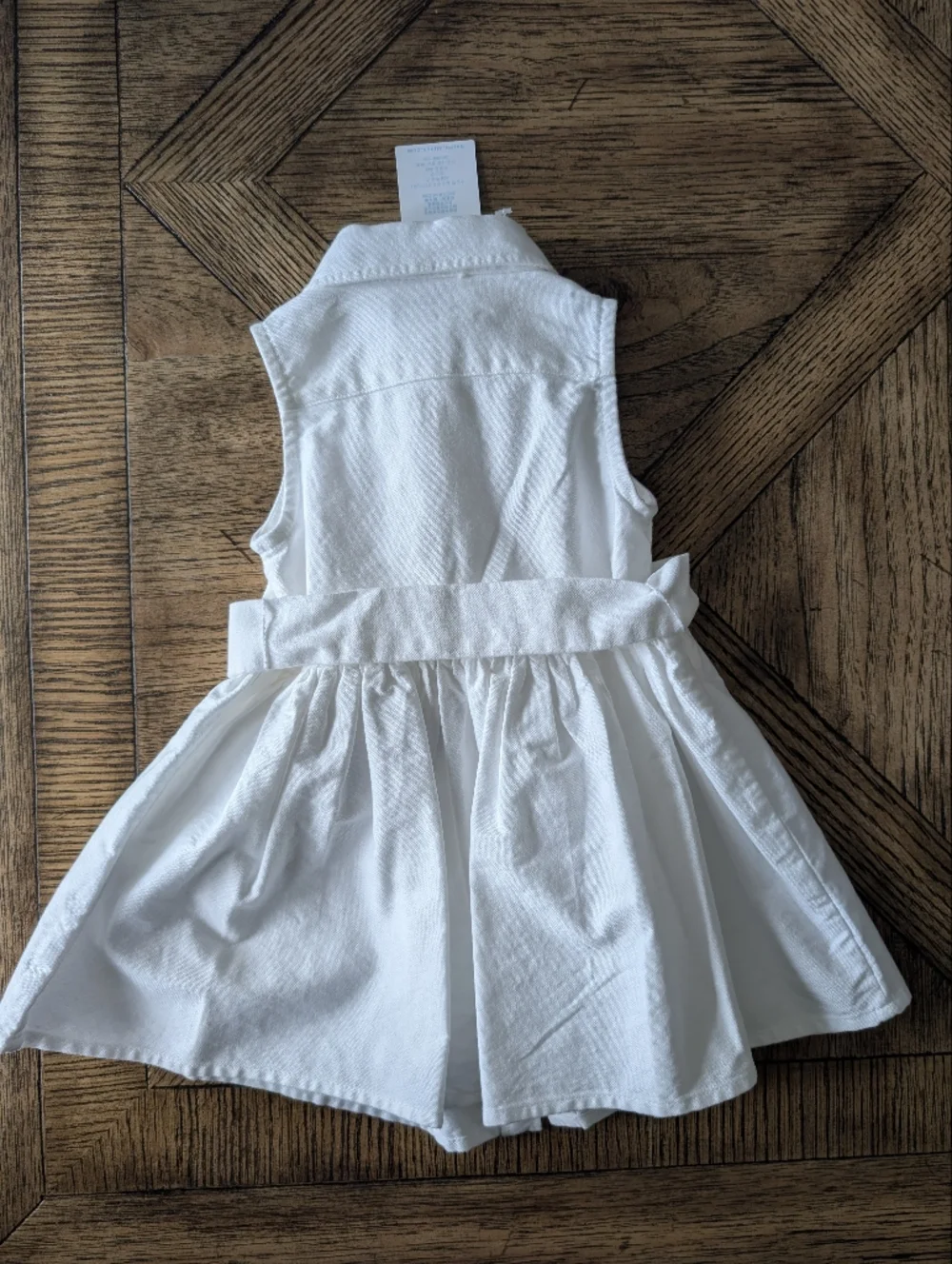 NWT Ralph Lauren White Sleeveless Belted Shirt Dress, 6m - Picture 2 of 2